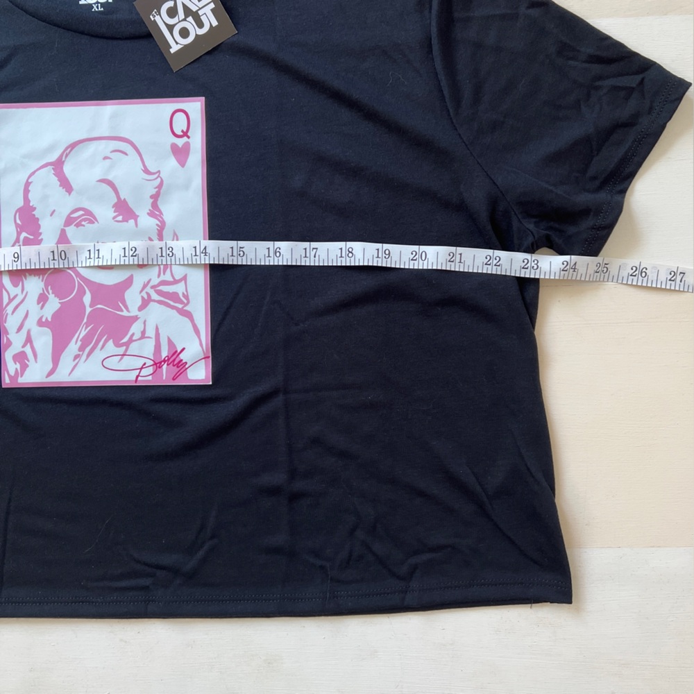 Dolly Parton T-Shirt Cropped Pink Queen of Hearts Nashville Black XL So Soft NEW - Picture 5 of 10